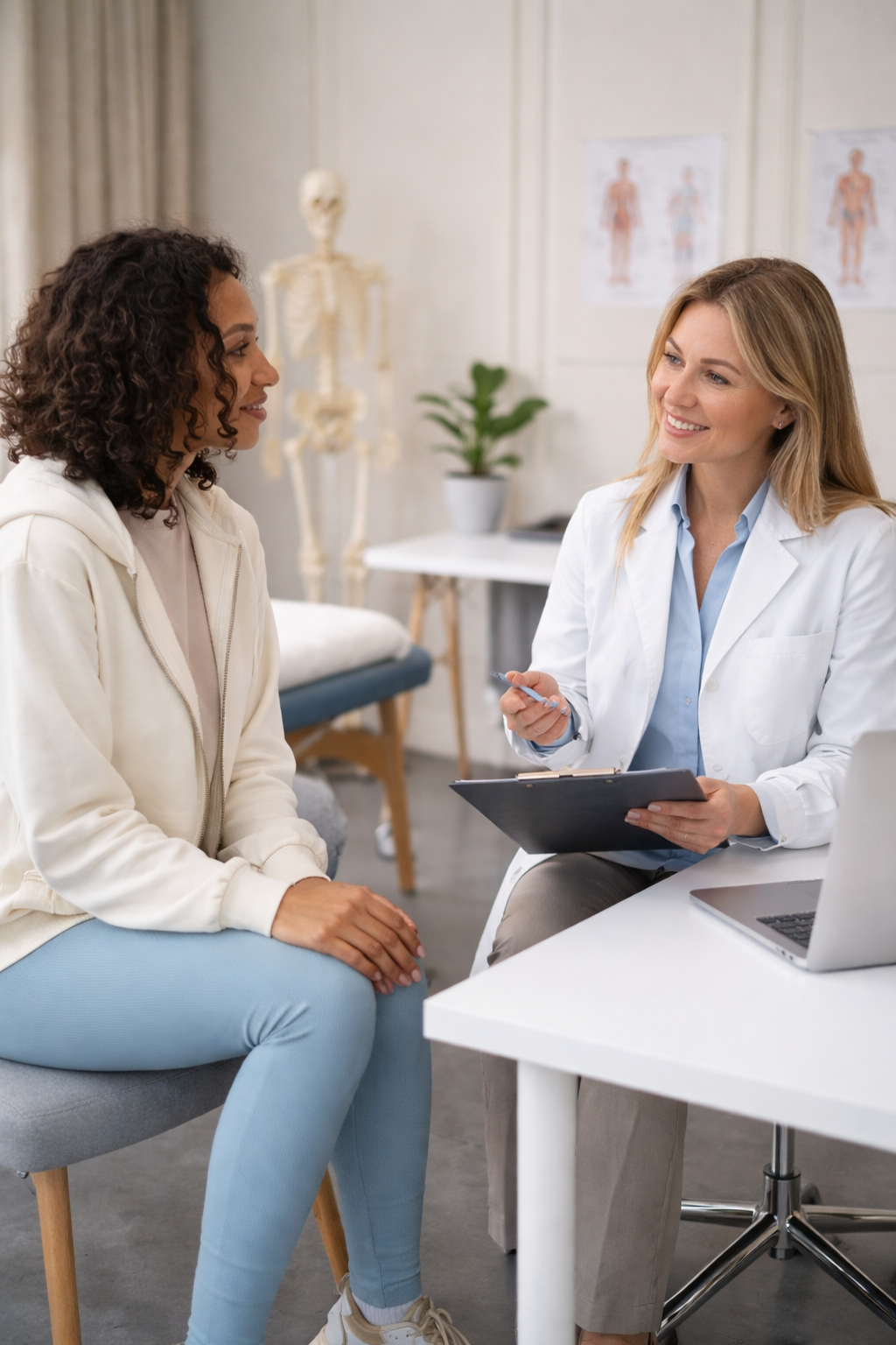 Patient managing knee pain